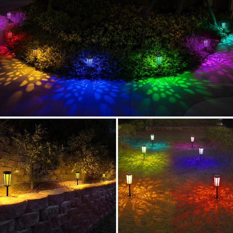 New Solar Garden Lawn Hollow Out Light LED Solar Landscape Light Outdoor Waterproof Garden Floor Insertion Light Christmas RGB Decorative Light