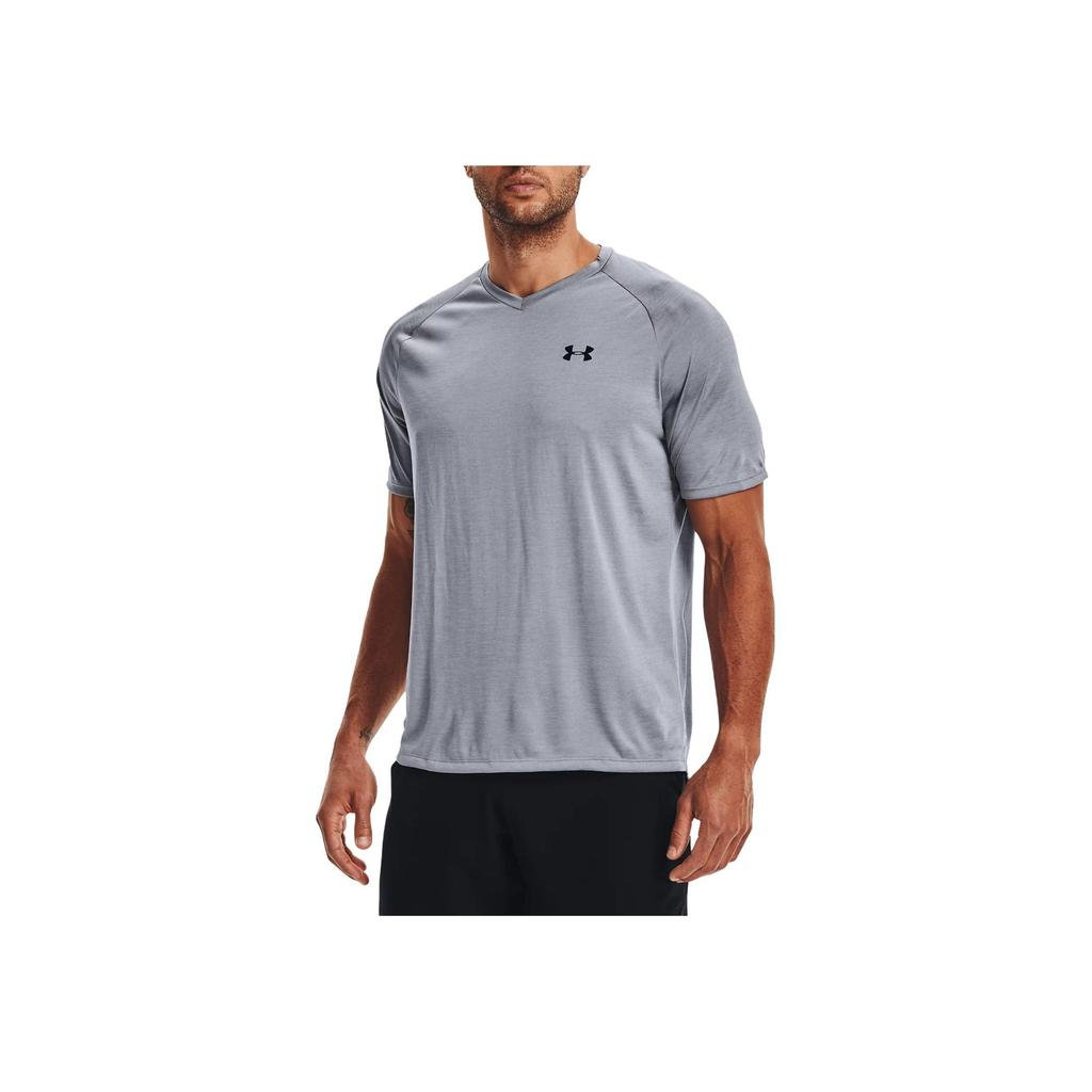 Under Armour Solid Color Brand Logo Crew Neck Short Sleeve T-Shirt Men Tops Gray 1328190-035