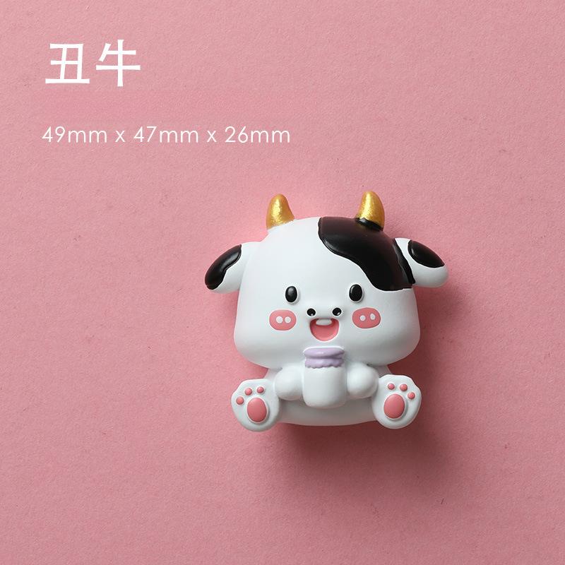 Chinese Zodiac Refrigerator Sticker Resin Figurine Creative Magnetic Sticker Cartoon Cute Gift Decoration Magnet