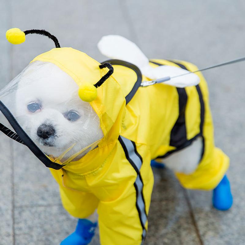 2025 Новый маленький плащ для собак Четыре фута водонепроницаемый все включено плюшевый пончо плащ для домашних животных маленький и средний размер для собак Bi Xiong Bomei