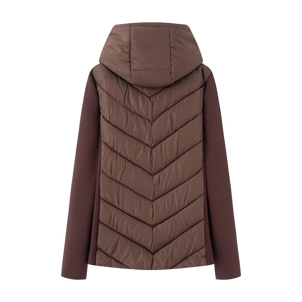 Z Cross-border European & American-Style 2025 Women's Patchwork Long Sleeve Stand Collar Cotton-Padded Jacket