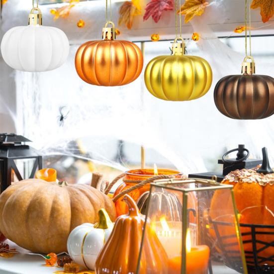 Mini Pumpkin Hanging Ornaments Thanksgiving Harvest Home Tree Decorations Reusable Hanging Pumpkin Ball for Autumn Holiday Party Supplies