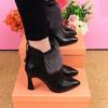 2025 New Autumn and Winter Shoes Stiletto High Heels Small Heel Back Zipper Pointed Short Boots Velvet Thermal Women's Shoes Cotton Boots