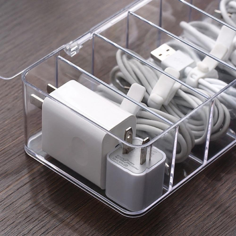 Plastic Lid Holder Anti Dust Boxes Charger Wire Storage Cable Storage Box Data Line Storage