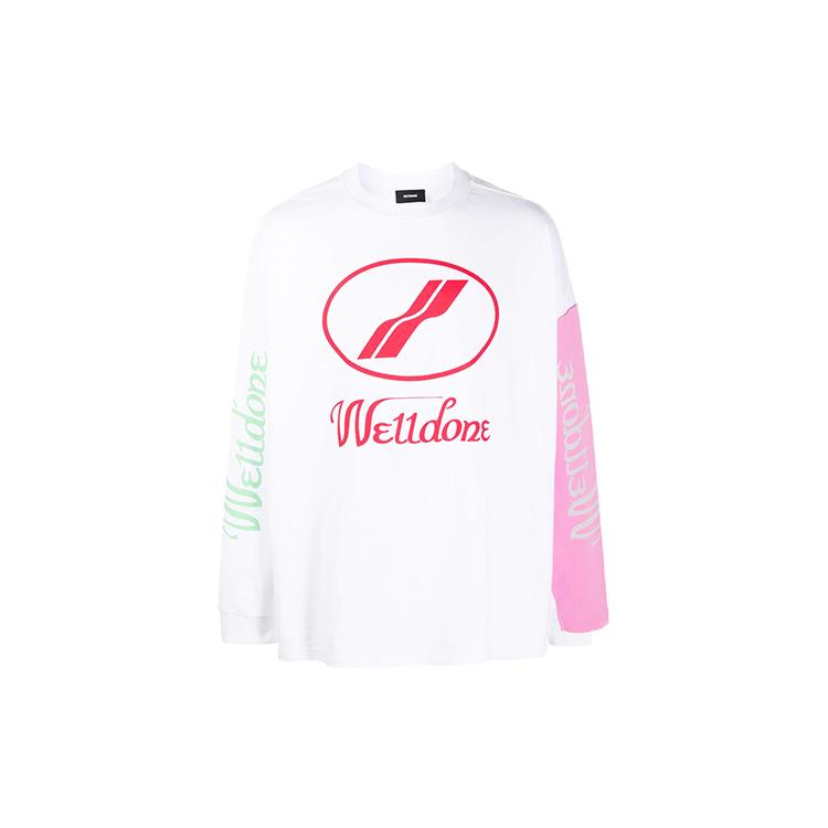 WE11DONE WD Print T-Shirts Unisex White Crew Neck Moderate Straight Fit WD-TP7-20-083-U-WH
