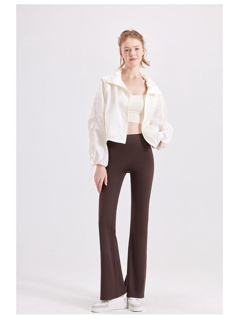 Брюки для йоги с микроклешем и высокой талией - Женские утягивающие, подтягивающие бедра, быстросохнущие фитнес-леггинсы бесшовного дизайна