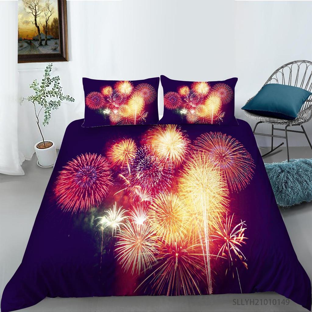 3D Fireworks Pattern Home Bedding Set Bedding Cover Pillowcase AU/US/EU Full Size Bedding Set Home Decoration