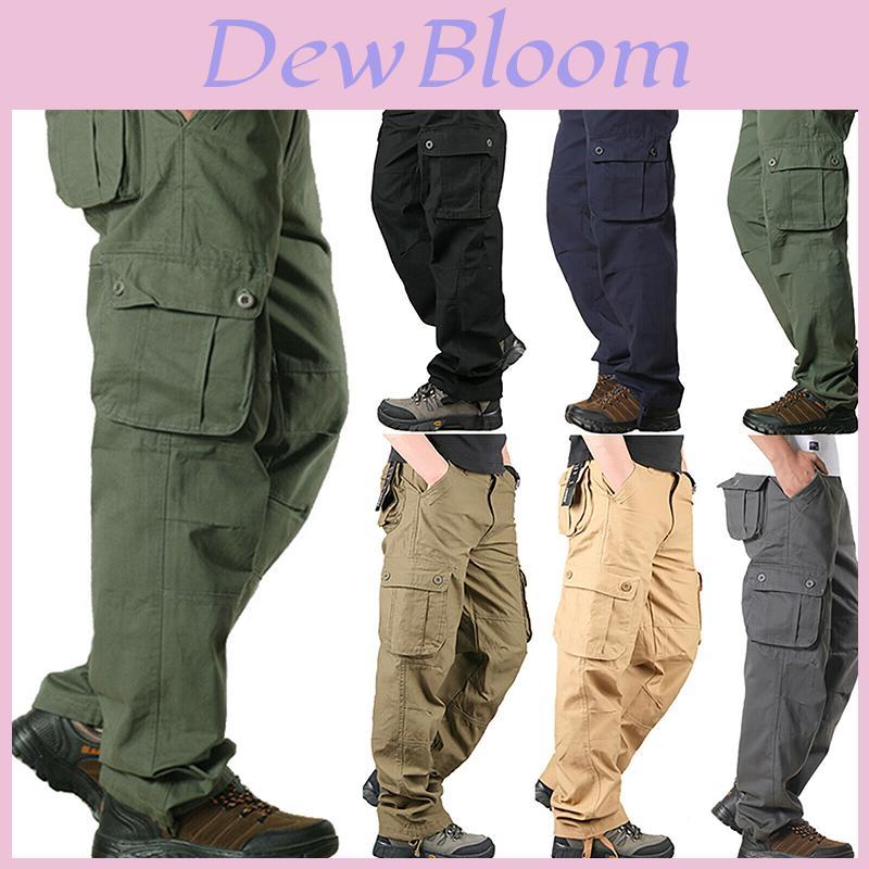 Comfortable Men's Cargo Pocket Work Pants For Casual Hiking And Outdoor Activities
