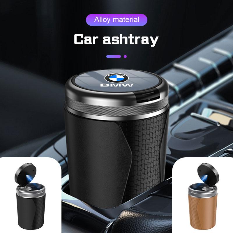 Car Ashtray With LED Light For BMW X1 X2 X3 X5 X4X6 X7 1 3 5 6 7 Series E60 E90 E70 G20 G30 G70 i7 Flame Retardant Cigarette Box