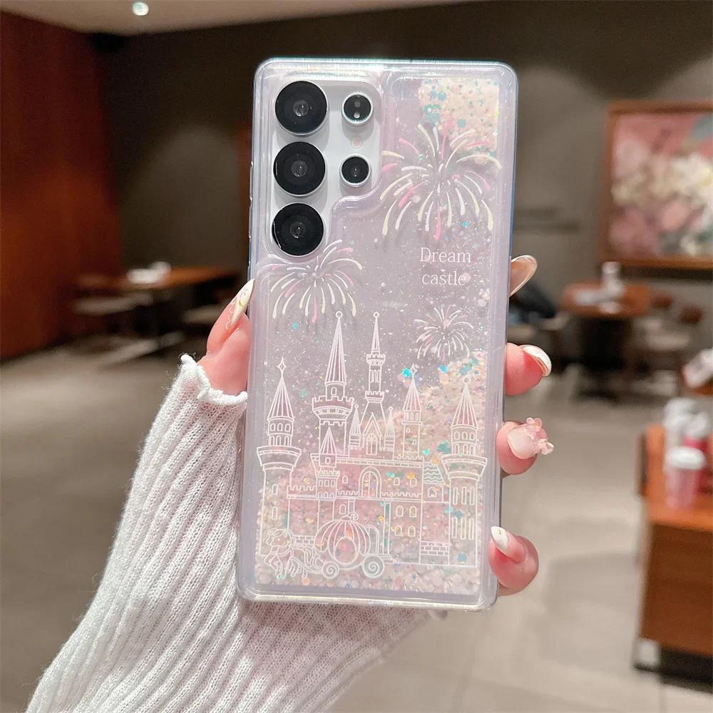 Чехол Y2K Замок Светящийся Жидкий песок Блестки для Samsung Galaxy S25ultra S22 S23 S24 Ultra S25 Plus Прозрачный Силиконовый Чехол