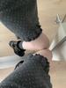 Модная черная вязаная юбка А-силуэта в горошек для женщин - Зимняя короткая юбка для миниатюрных, облегающая бедра