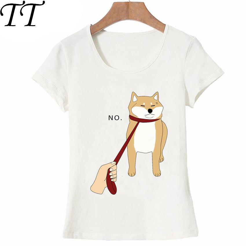 New Fashion Shiba Inu No Print Tshirt Summer Funny Women TShirt Funny Abstract Dog Casual Tees Summer Woman Tops