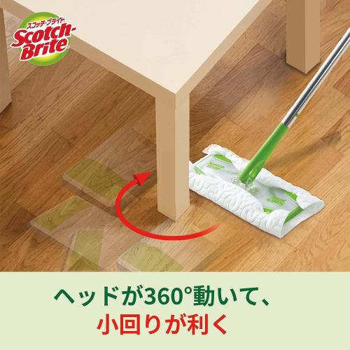 [.co.jp Exclusive] 3M Floor Wiper, Retractable, Single Handle, Floor Mopping, Cleaning, 3 Drying Sheets, Scotch-Brite