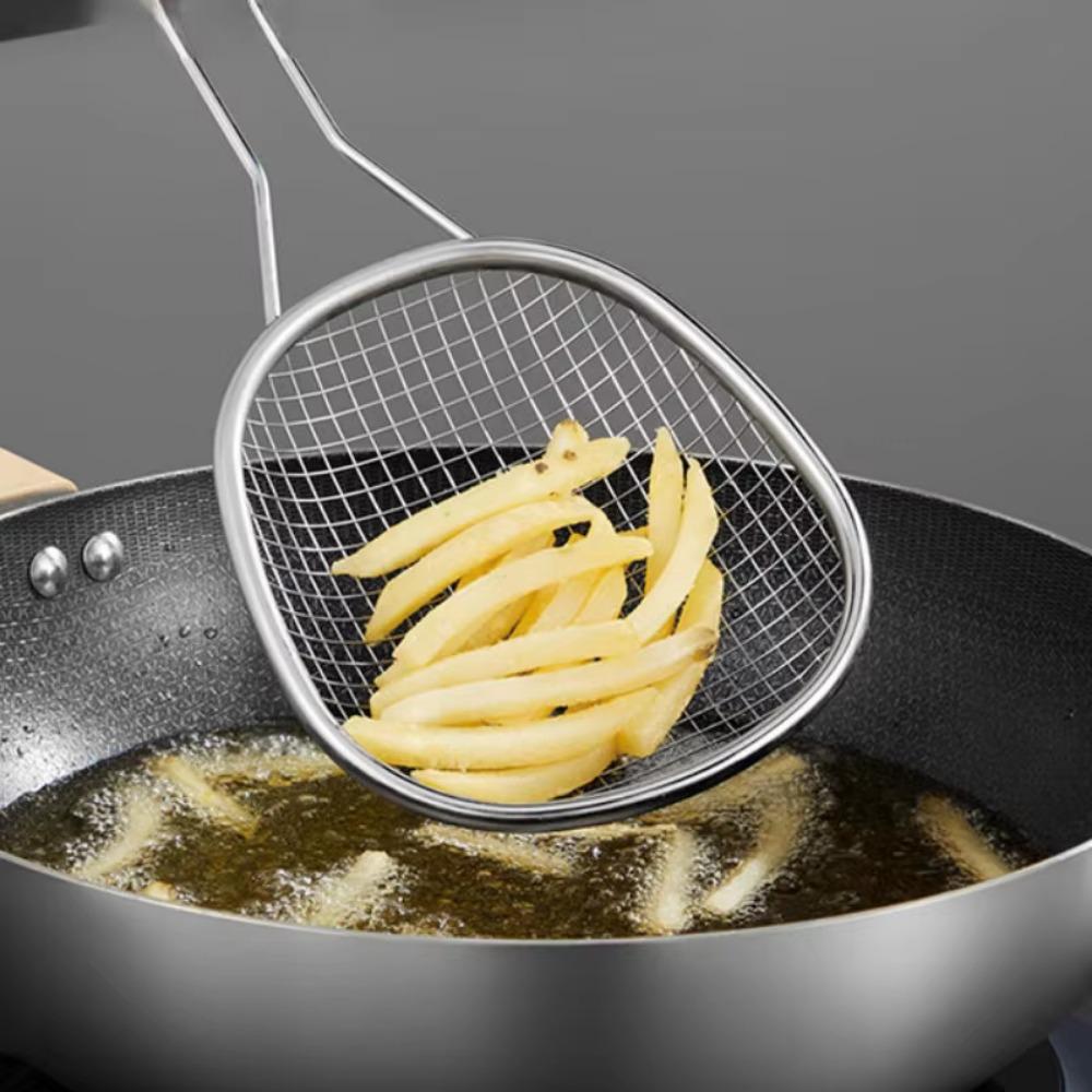 Удобный совок-сито из нержавеющей стали, овальная ложка-сито для жарки, ложка для слива, бытовая