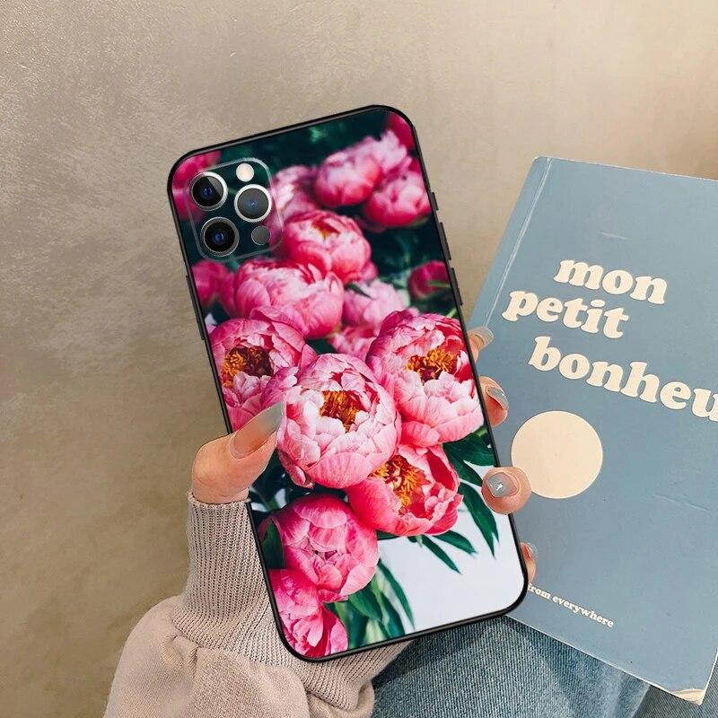 Розовый фиолетовый чехол для телефона с изображением пиона для iPhone Samsung Galaxy Redmi Xiaomi Oppo OnePlus Note SA 7 8 9 10 11 12 13 14 20 21 22 23 53 54 Pro Max Plus Ultra