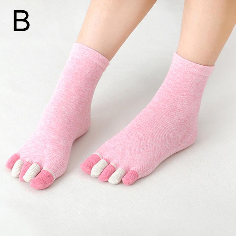 1Pair Five Finger Socks Women'S Pure Cotton Five Toe Socks Sweat Absorbing Mid Tube Split Toe Socks Warm Toes Short Socks