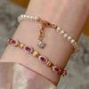 Креативный браслет с рубинами для женщин, изысканные и высококачественные глянцевые и модные овальные браслеты с матовой отделкой, свадебный циркон
