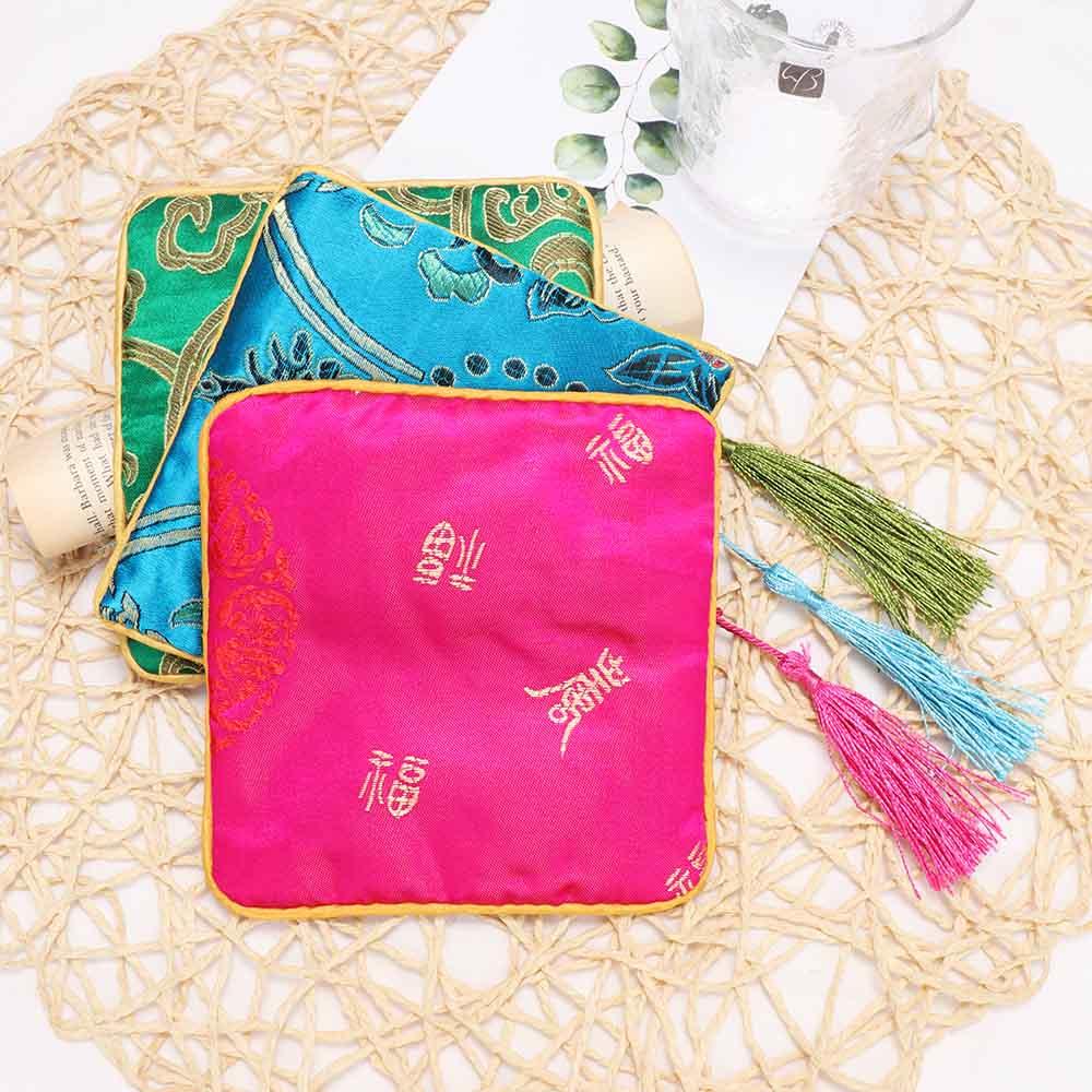 Jewelry Purse Brocade Beads Packaging Quartet Zipper Tassel Jewelery Bag Wallet Handbags Tips Bag