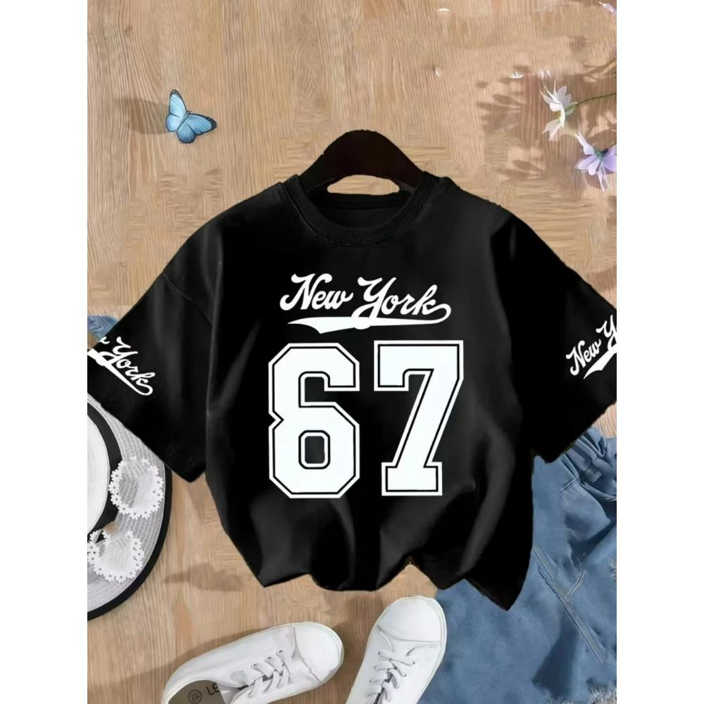 Детская футболка Летняя мода Цифра 67 Личность Американский Повседневный Цифровая печать Одежда для мальчиков Повседневная Девочка Футболки с коротким рукавом Топ