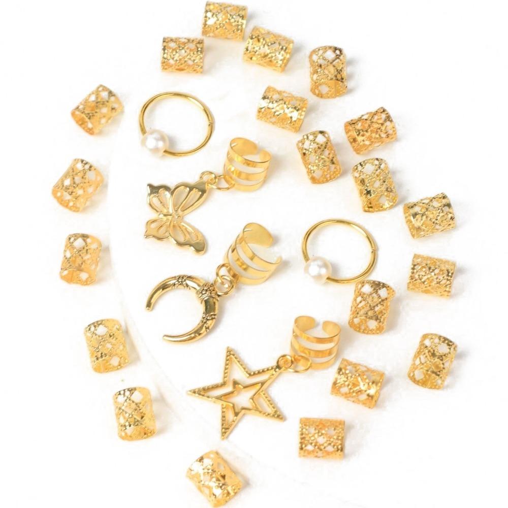 25pcs Hair Braiding Hollow Out Hair Ring Dread Locks Hair Braid Tubes Dreadlocks Beads  Decor