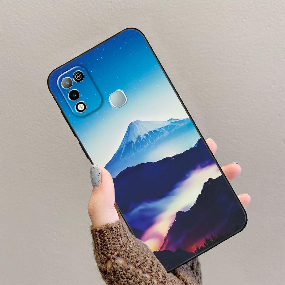 For Infinix Hot 10 Play Case For Infinix Hot 11 Play Leopard Black Matte Soft Case For Infinix Hot 10 11 Play Back Cover Bumper