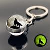 Luminous Wolf Pendant Keychain - Unique Bag Accessory with Glass Ball and Glow-in-the-Dark Feature