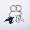 Cute Black And White Flying Dragon Series Metal Keychain Kawaii Anime Cartoon Doll Keyring Pendant Backpack Accessories Gift