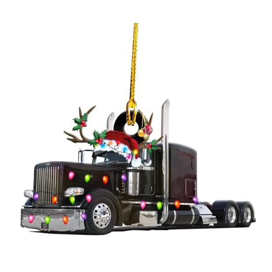 Christmas Vehicle Ornament Acrylic Truck Tractor Airplane Christmas Tree Ornament for Holiday Party Decoration
