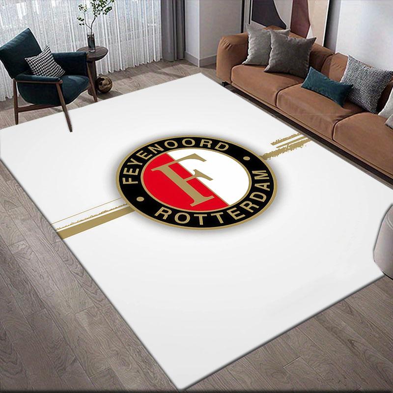 Feyenoord Art Flannel Printed Carpet, Home Sofa Decoration for Living Room & Bedroom, Non‑Slip Play Flannel Floor Mat for Game Room