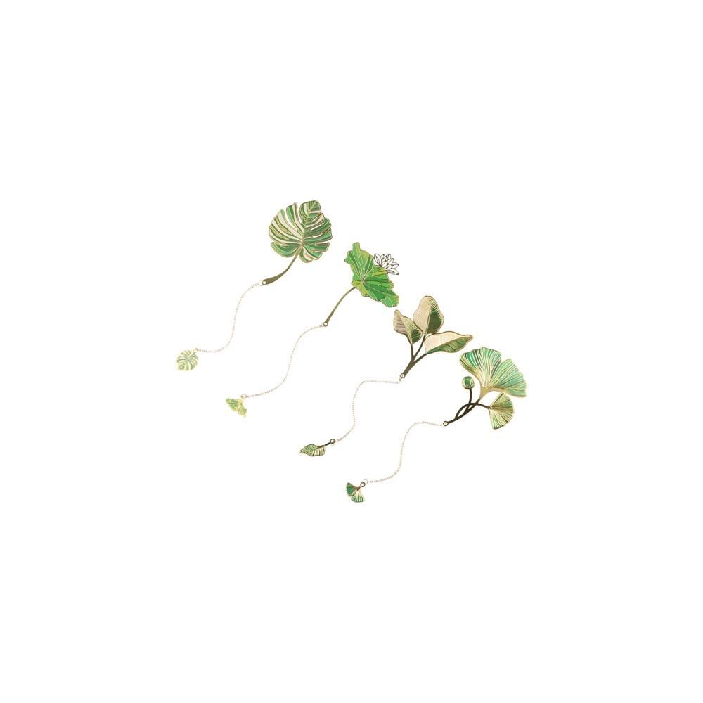 Brass Lotus Leaf Vein Metal Bookmark Metal Green Leaf Bookmark Chinese Style Bookmark Stationery