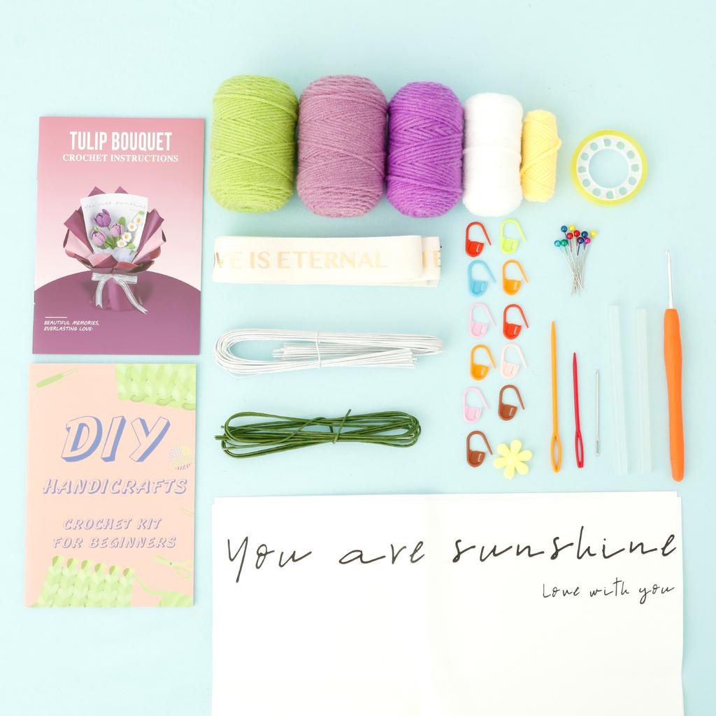 Набор для начинающих вязальщиков «Роза» и «Тюльпан» для имитации вязания. Легко закончить. Яркие цвета. Вязание цветов. Набор для рукоделия «Сделай сам» для праздника, дня рождения.