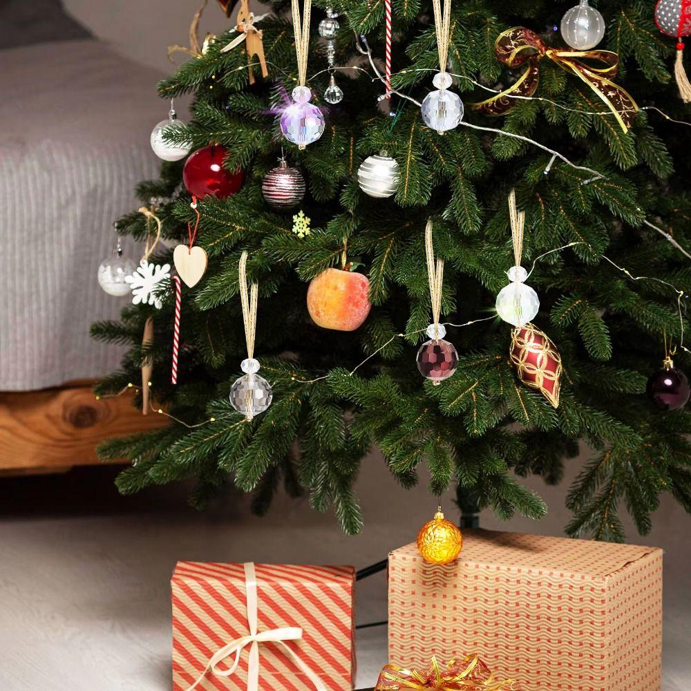 12Pcs Clear Christmas Tree Decoration 22mm Hanging Crystal Balls Pendant Ceiling Decor
