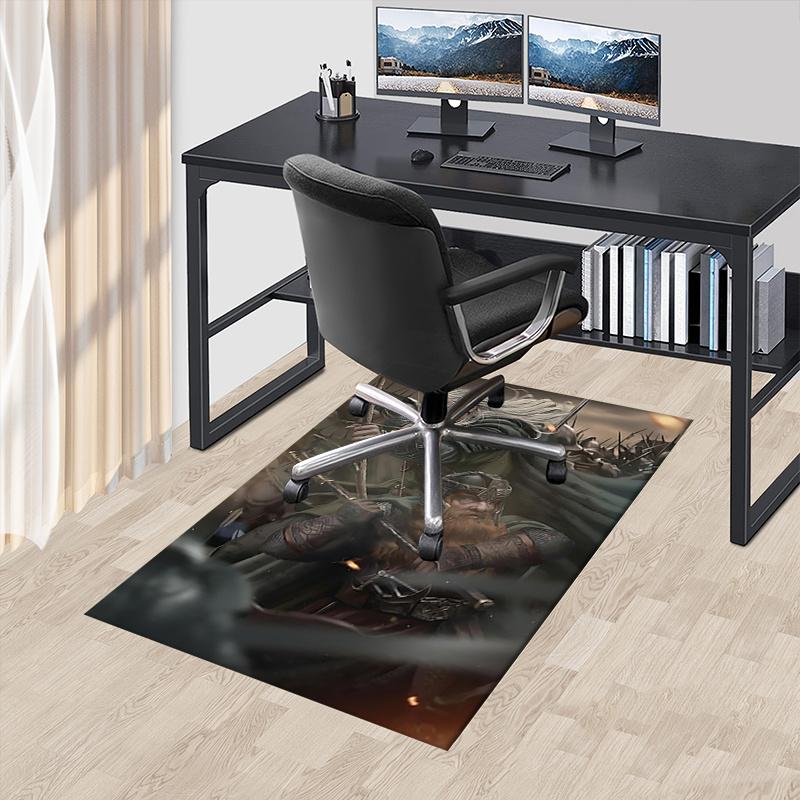 Lord of the Rings Polyester Office Carpet Chair Mats, Home Decor Dormitory Floor Protector with Anti-Skid Backing, Large Area Coverage,Chris