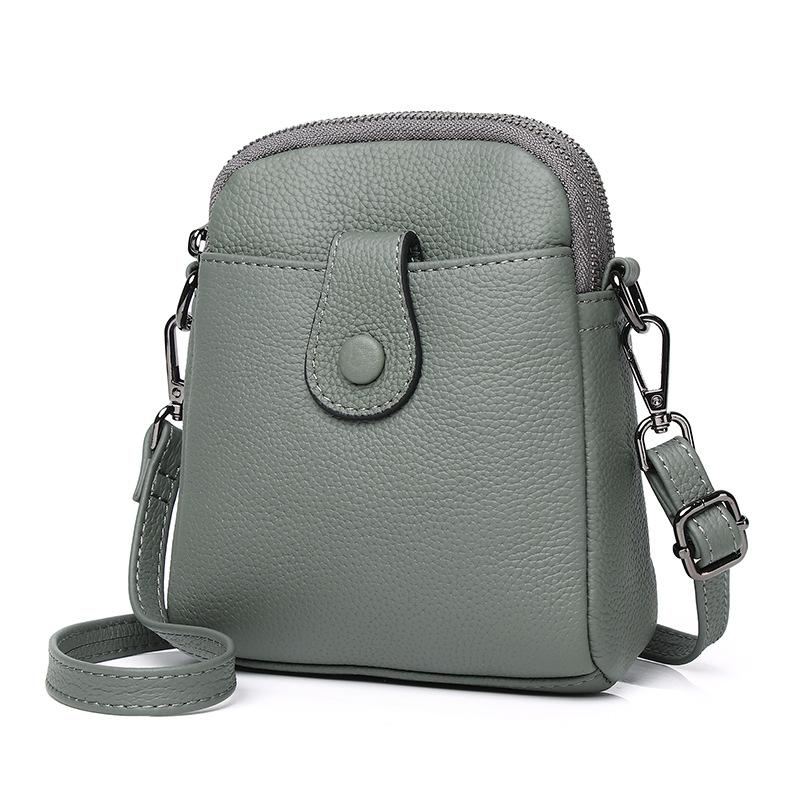 Feiya Leather Goods Factory Litchi Pattern Первый слой коровьей кожи Многослойная вертикальная сумка для мобильного телефона Одно плечо Кроссбоди женская сумка