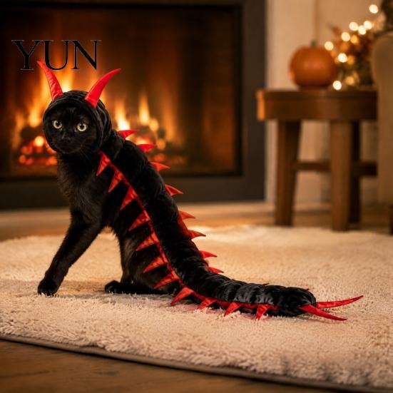 Humorous Multi Legged Cat Suit Centipede-Look Costume, Halloween Pet Outfit, Stuffed Plush Segmented Body with Unique Party Clothing