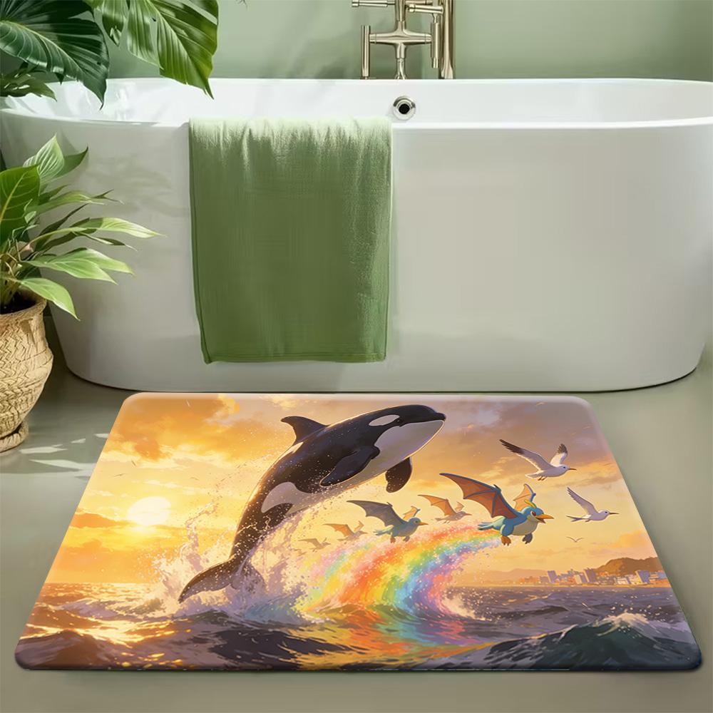 Ash & Friends Ice Cave Skating Print Non-Slip Floor Mat Doormat