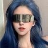 Rimless Sunglasses One Piece Lens Wrap Around Cyber Punk Futuristic Men Women Hip Hop Party Sun Glasses
