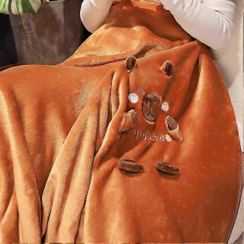 A Capybara Blanket, a Cute and Fluffy Capybara Roll Blanket, a Cartoon Animal Throw and Soft Lunch Blanket for the Sofa or Bedroom