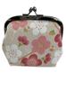 Uni Made In Futago Japanese Puffy Clasp Pouch Plum (0217-1) Seni, Japan, Chirimen, Pattern, 3.6-inch [Modern Blossom/Pink]