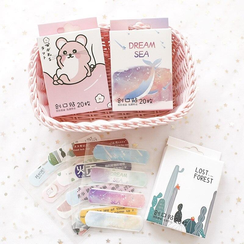 20 шт. дышащие милые мультяшные пластыри для гемостаза, клейкие повязки для улицы, портативные, первая помощь, экстренная помощь для детей