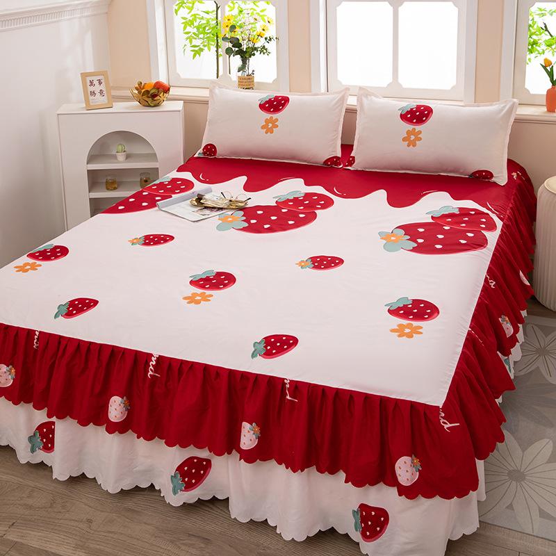 Bedroom Household Single-piece Sanding Bed Skirt Solid Color Skin-friendly Bedspread Bed Cover Bedroom Student Dormitory Sheets