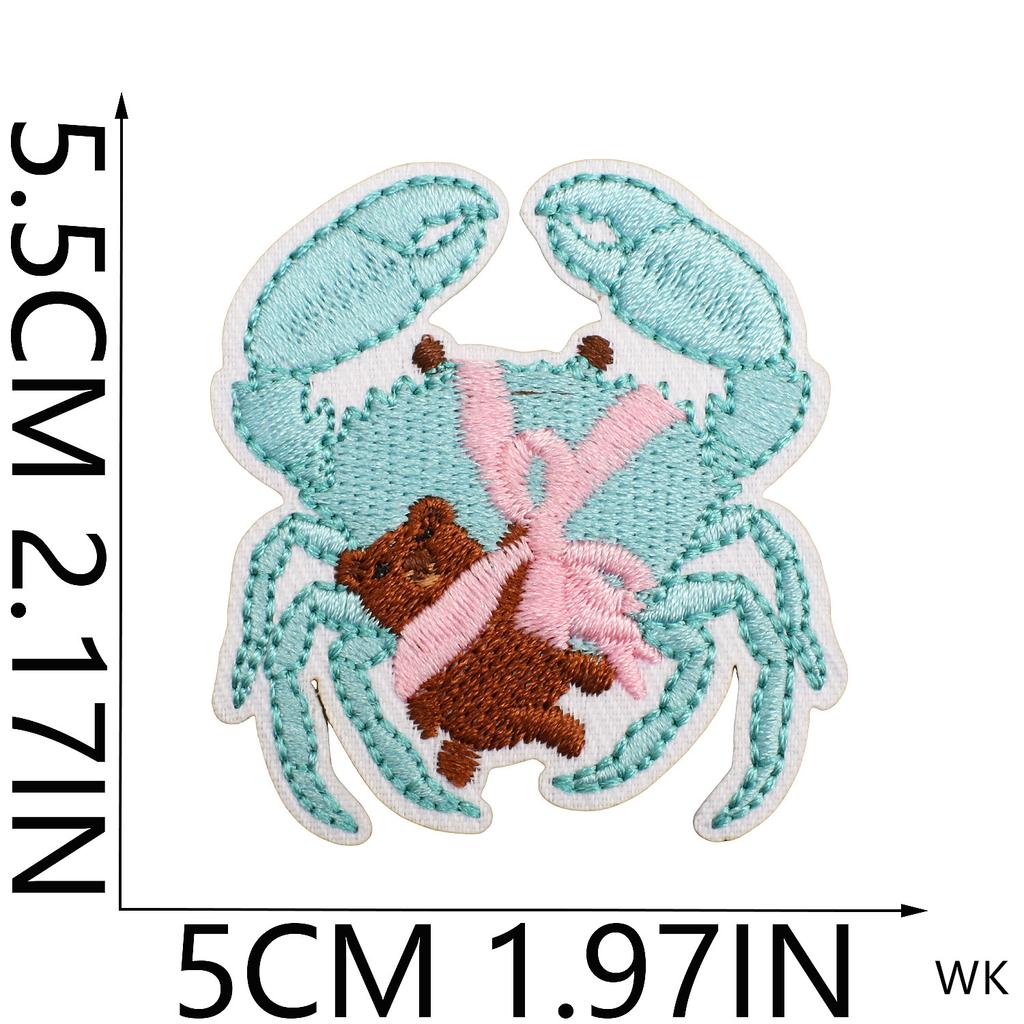 2025 New Patches 10 Pcs Blue Seashell Crab Embroidered Patches Iron On Clothing Hat Bag Shoe Repair Phone Gift Box Decor DIY
