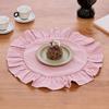 Деревенская салфетка под тарелку, однотонная, круглая, с оборками, для послеобеденного чая, мягкая стираная хлопковая скатерть, для стола, обеденной кухни, вечеринки, деревенский декор стола