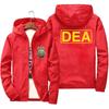 Men's Hooded Bomber with DEA Logo, FBI Shield, Informal Thin Windproof Jacket, Men's Clothing, Pakas, Windproof Clothing