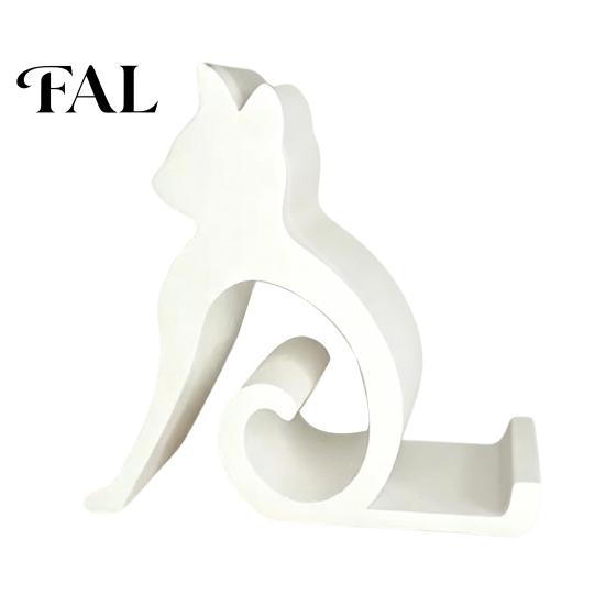 Minimalist Phone Holder Cute Cat Stand, Curled Tail Kitty Desk for Cell Desktop Ornament Tablet, 3D Printed Universal Stand Office Bedroom,