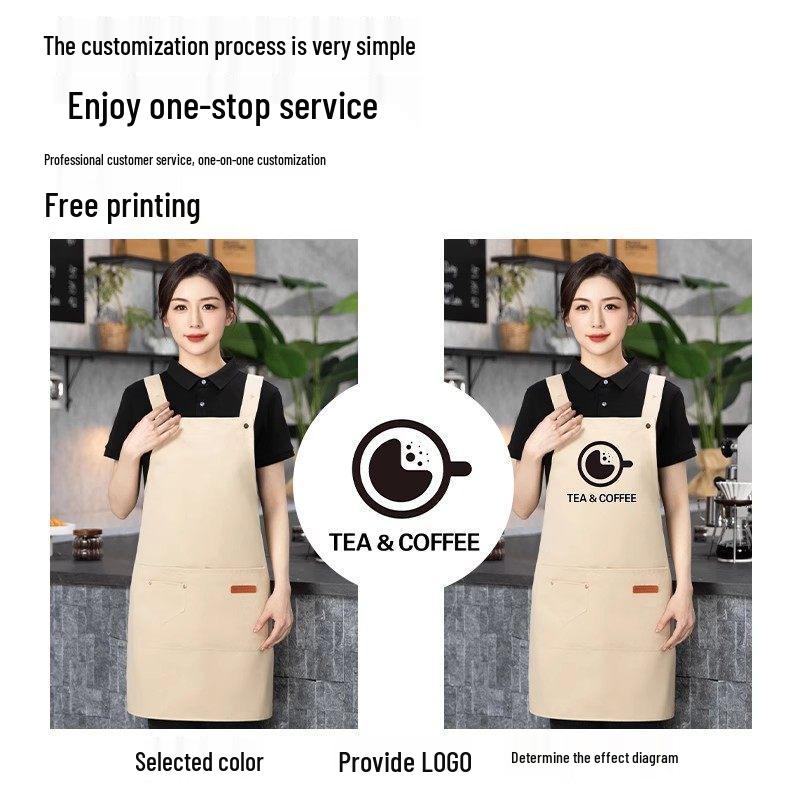 Waterproof Logo-Printed Catering Apron for Coffee & Tea Waiters