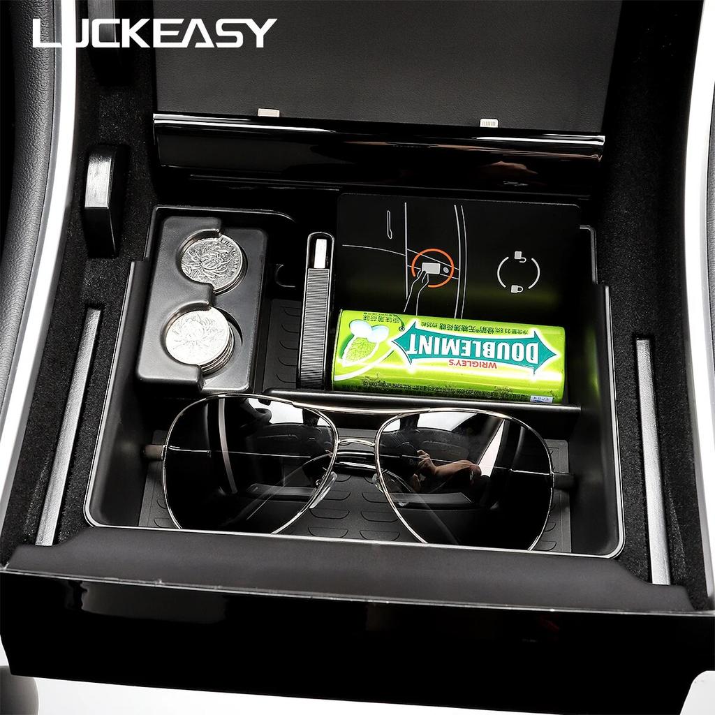 For Tesla Model 3 Storage Box Car Central Armrest Flocking/ABS Storage Box Organizer Model3 2022 Hub Cover Bag Accessories