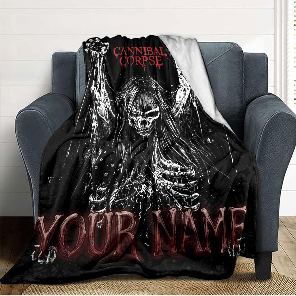 Name Custom Cannibal Corpse Print Flannel Blanket High Quality Warm Comfortable Cover for All Seasons Perfect for Gifts Home Decor