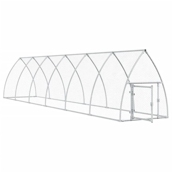 VidaXL Cage for Chickens Silver 600x105x120 Cm Galvanized Steel, Chicken Coop, Chicken Run, Chicken Coop with Run, Hut 172554