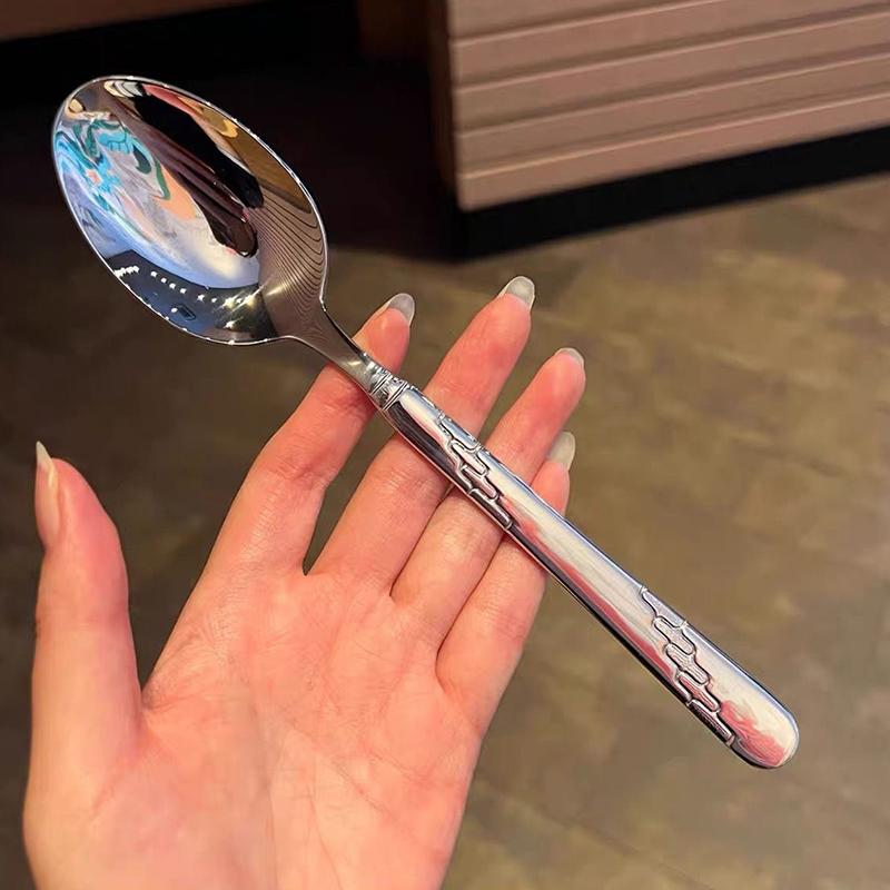 Круглая ложка из нержавеющей стали, сетка, красная, золотистая, для ужина, с длинной ручкой, десертные ложки для перемешивания, кухонные аксессуары, гаджеты